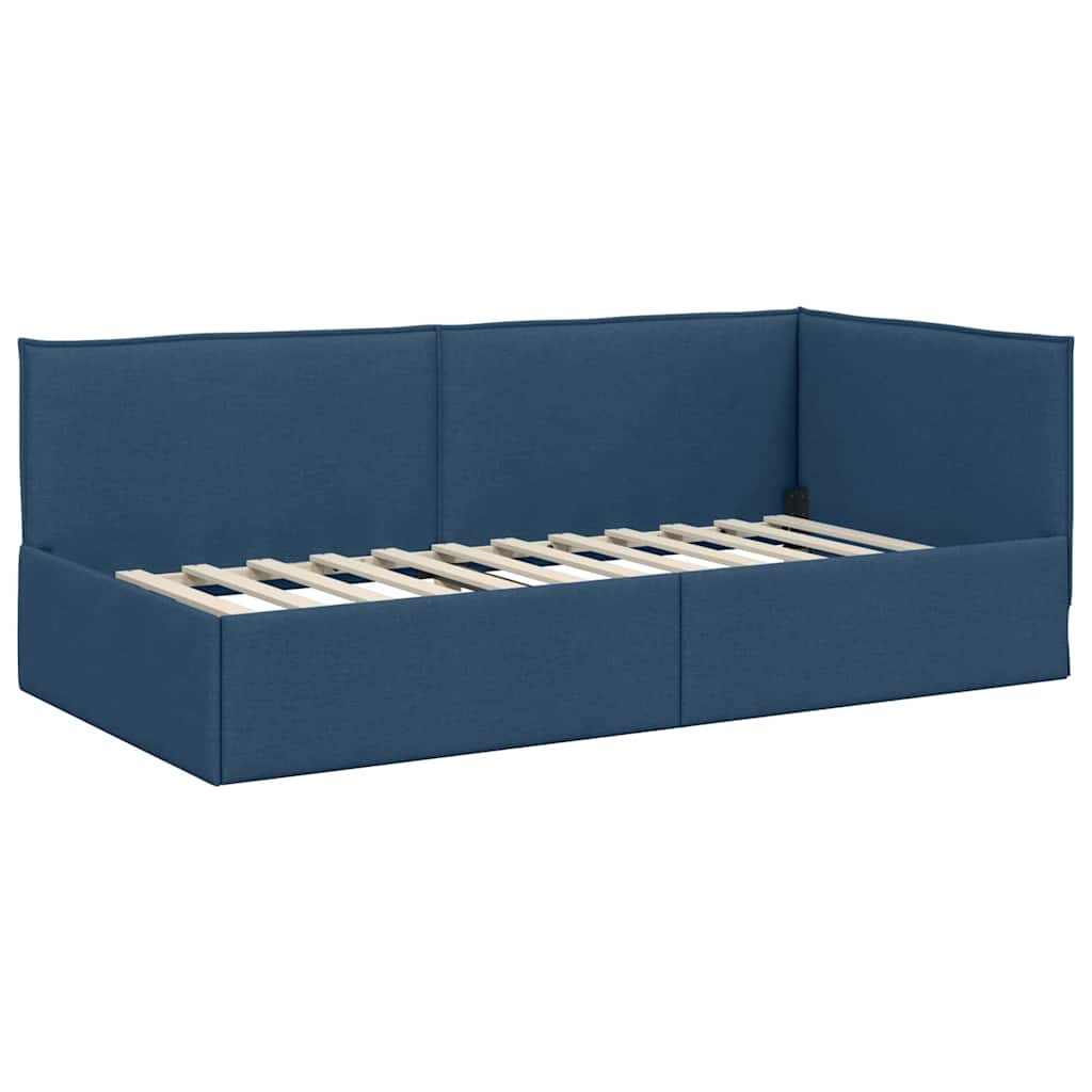 Cornice del letto ad angolo Blu 90 x 200 cm Tessuto - homemem39