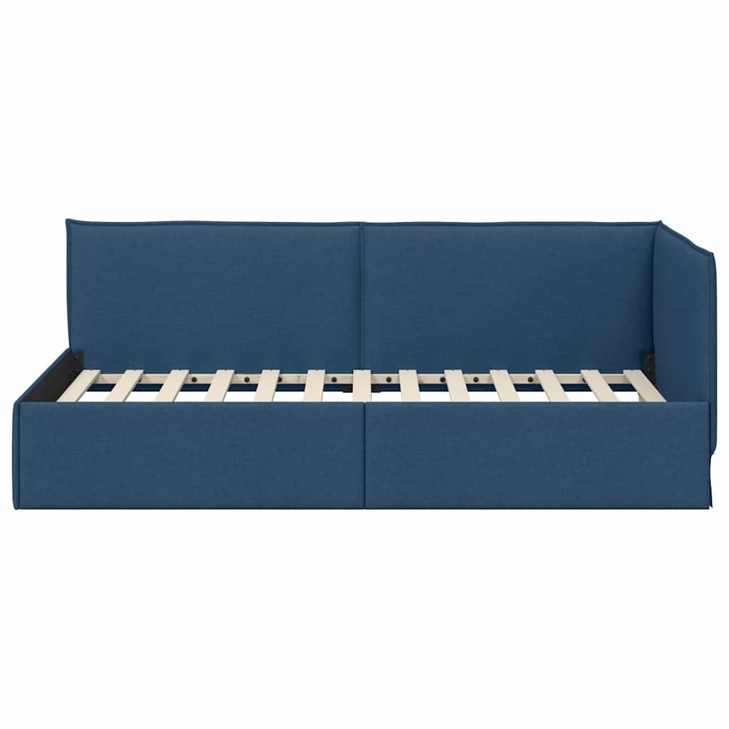 Cornice del letto ad angolo Blu 90 x 200 cm Tessuto - homemem39