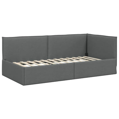 Cornice del letto ad angolo Grigio scuro 100 x 200 cm Tessuto | homemem39
