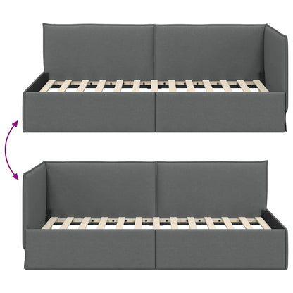 Cornice del letto ad angolo Grigio scuro 100 x 200 cm Tessuto | homemem39