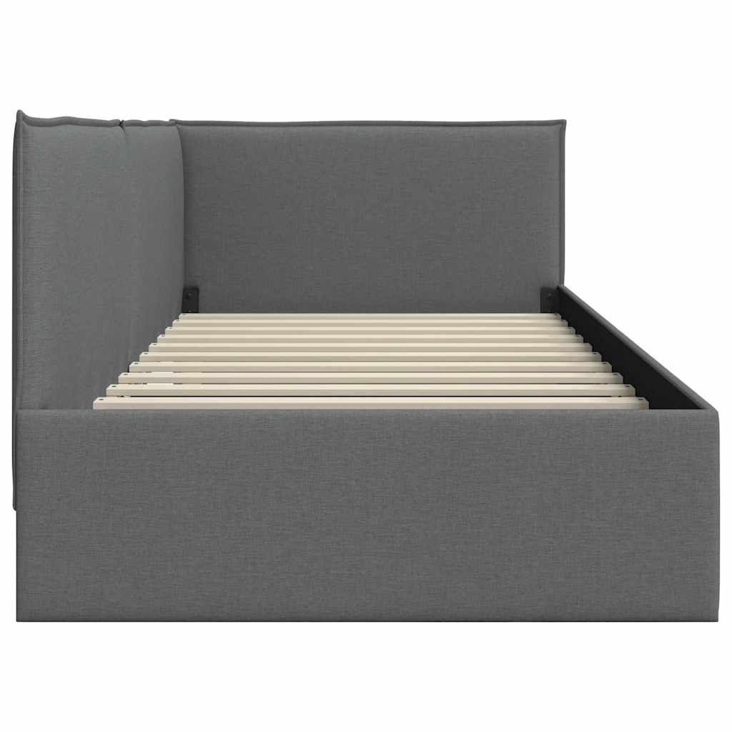 Cornice del letto ad angolo Grigio scuro 100 x 200 cm Tessuto | homemem39