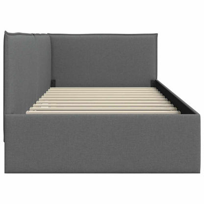 Cornice del letto ad angolo Grigio scuro 100 x 200 cm Tessuto | homemem39
