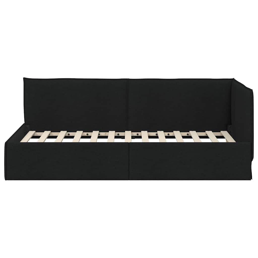 Cornice del letto ad angolo Nero 100 x 200 cm Tessuto - homemem39