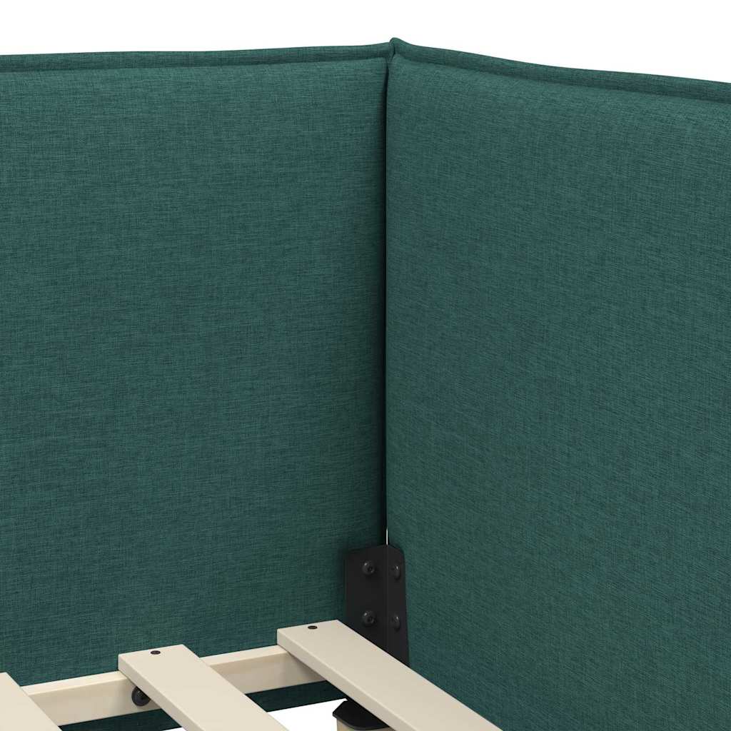 Cornice del letto ad angolo Verde scuro 100 x 200 cm Tessuto - homemem39