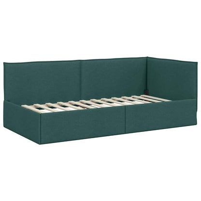 Cornice del letto ad angolo Verde scuro 100 x 200 cm Tessuto - homemem39