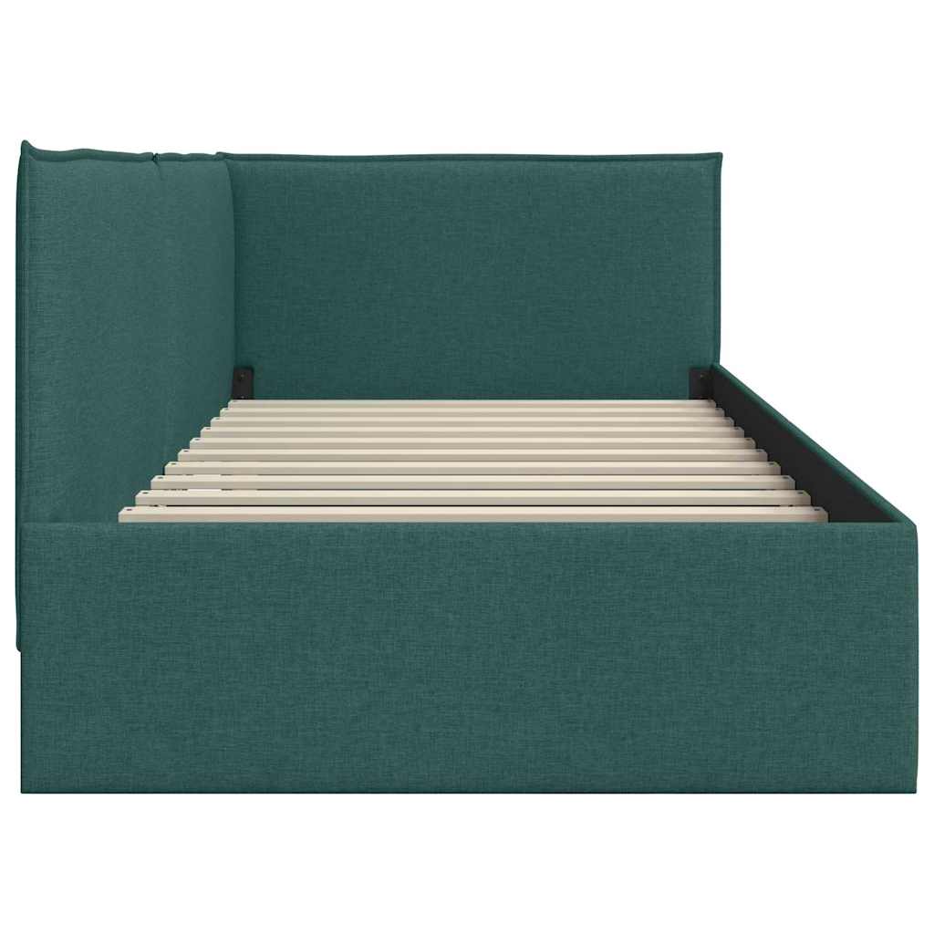Cornice del letto ad angolo Verde Scuro 100 x 200 cm Velluto