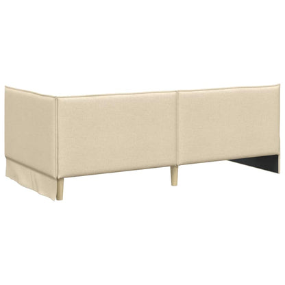 Cornice del letto ad angolo Crema 100 cm x 200 cm Tessuto