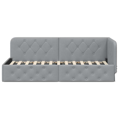 Cornice del letto ad angolo Grigio chiaro 80 x 200 cm Tessuto | homemem39