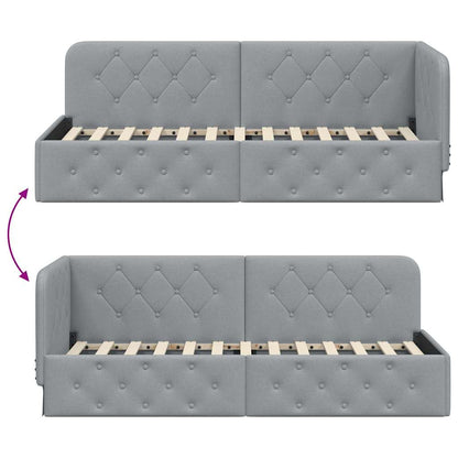 Cornice del letto ad angolo Grigio chiaro 80 x 200 cm Tessuto | homemem39