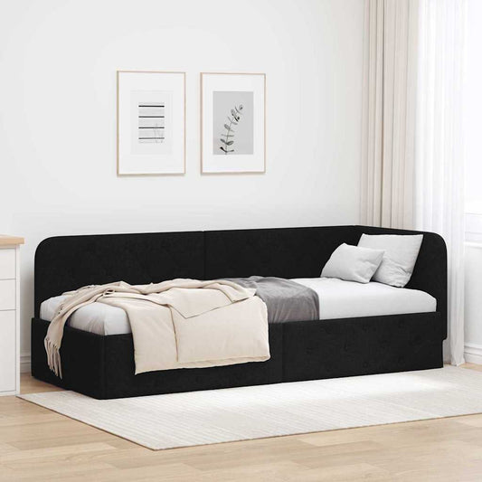 Cornice del letto ad angolo Nero 80 x 200 cm Tessuto | homemem39