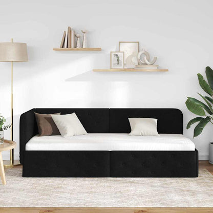 Cornice del letto ad angolo Nero 80 x 200 cm Tessuto | homemem39