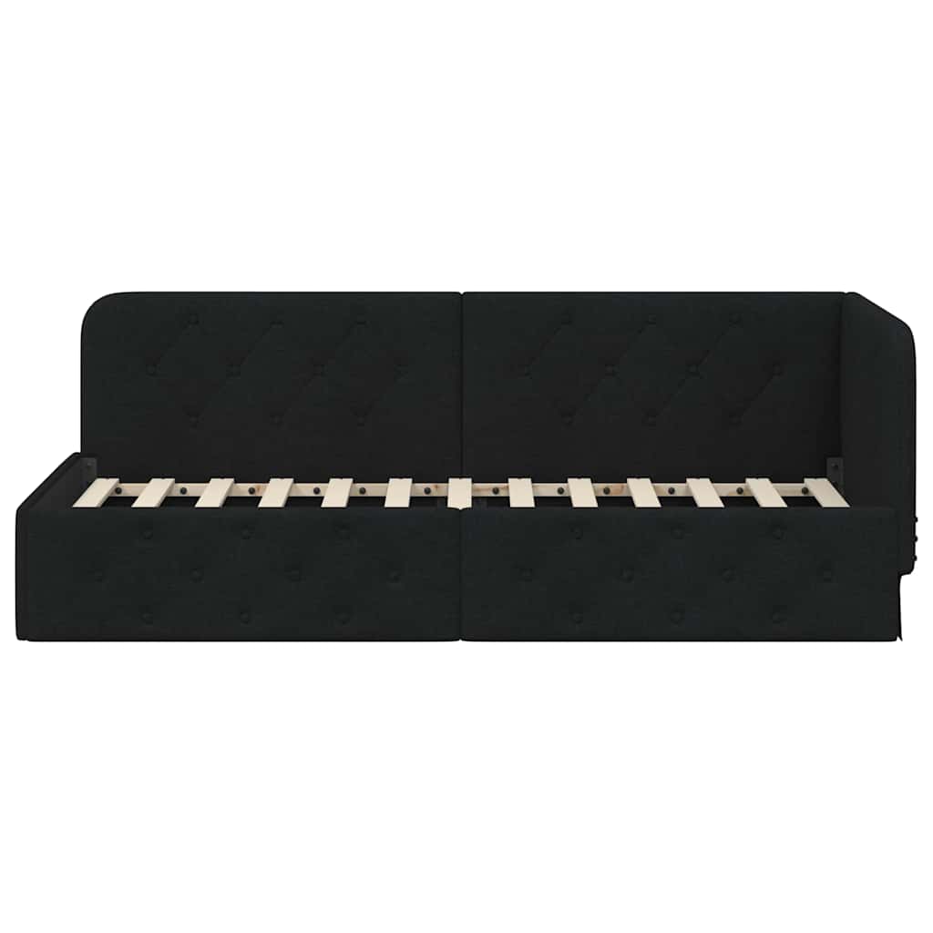 Cornice del letto ad angolo Nero 80 x 200 cm Tessuto | homemem39