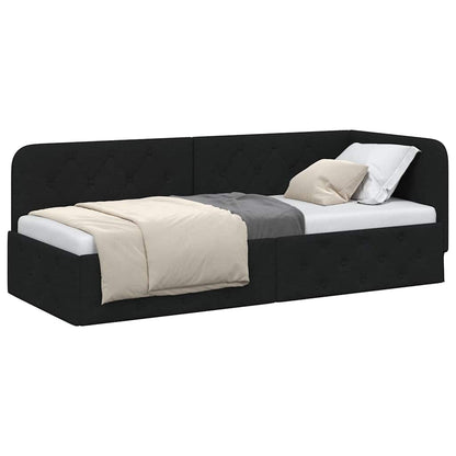 Cornice del letto ad angolo Nero 80 x 200 cm Tessuto | homemem39