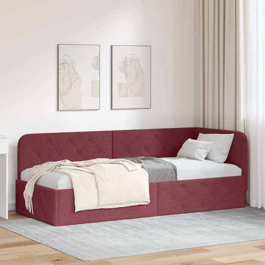 Cornice del letto ad angolo Rosso Vino 80 x 200 cm Tessuto | homemem39