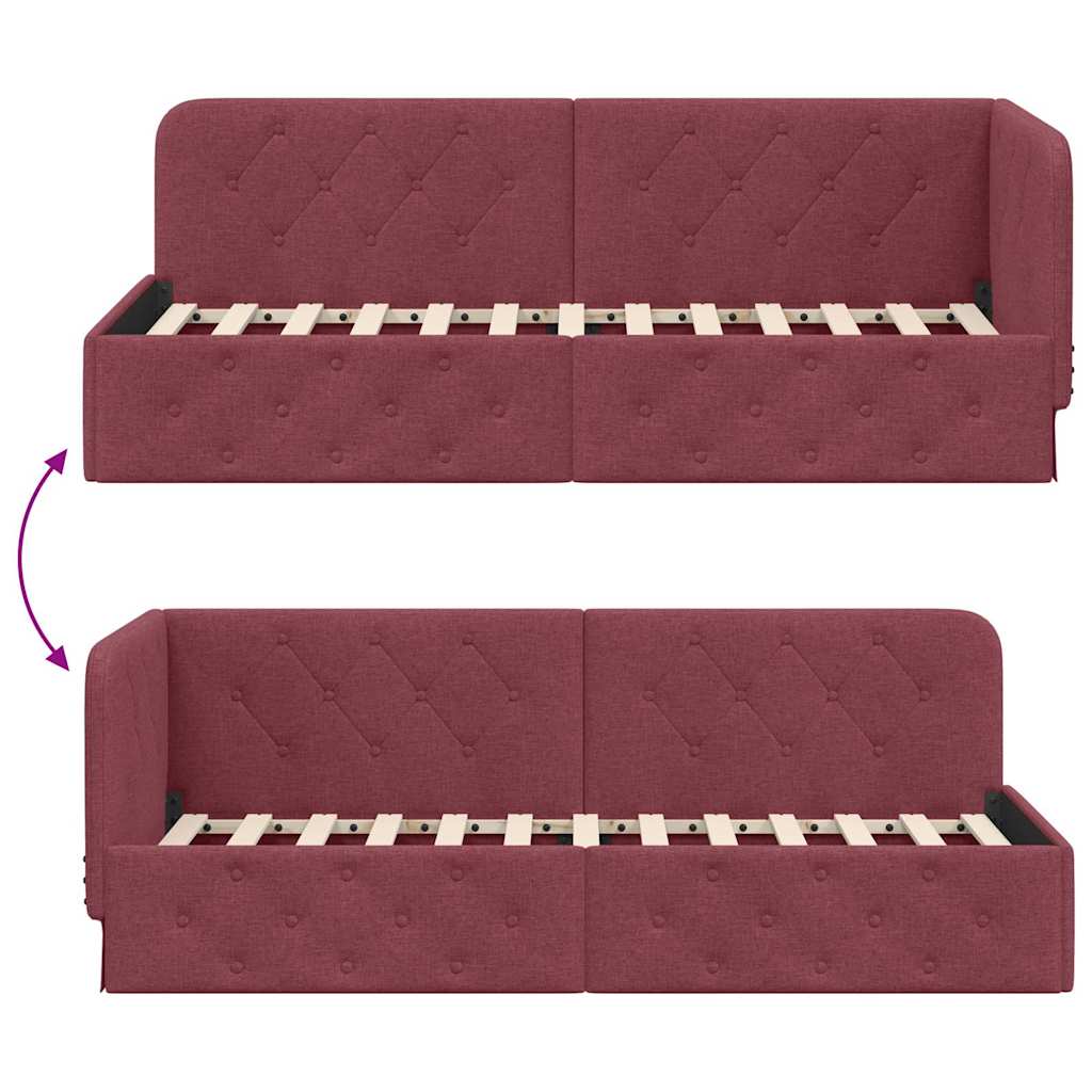 Cornice del letto ad angolo Rosso Vino 80 x 200 cm Tessuto | homemem39