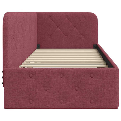 Cornice del letto ad angolo Rosso Vino 80 x 200 cm Tessuto | homemem39