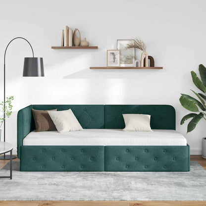 Cornice del letto ad angolo Verde Scuro 80 x 200 cm Tessuto | homemem39