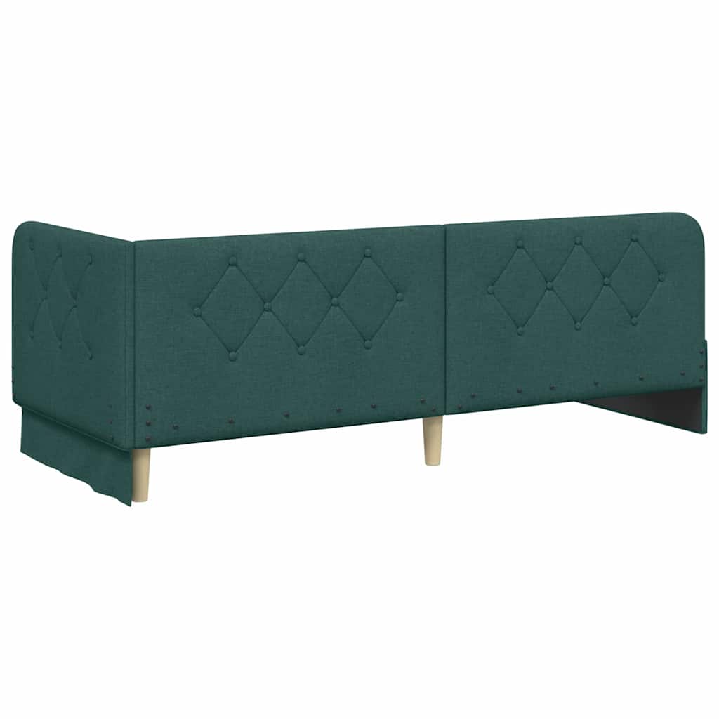 Cornice del letto ad angolo Verde Scuro 80 x 200 cm Tessuto | homemem39