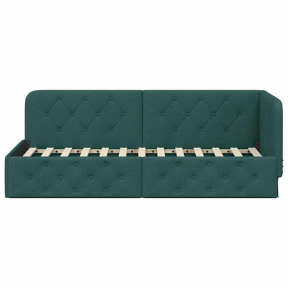 Cornice del letto ad angolo Verde Scuro 80 x 200 cm Tessuto | homemem39