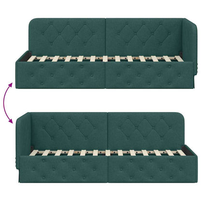 Cornice del letto ad angolo Verde Scuro 80 x 200 cm Tessuto | homemem39
