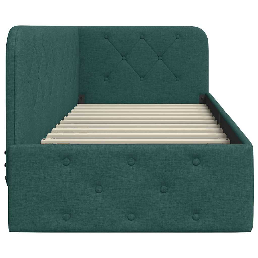 Cornice del letto ad angolo Verde Scuro 80 x 200 cm Tessuto | homemem39