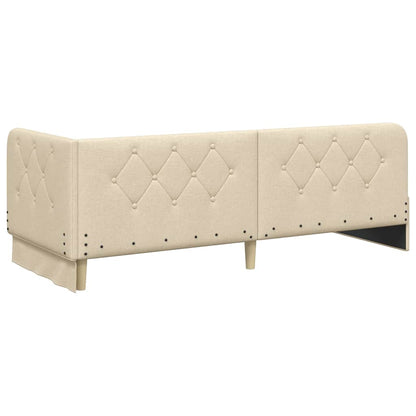 Cornice del letto ad angolo Crema 80 x 200 cm Tessuto | homemem39