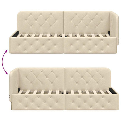 Cornice del letto ad angolo Crema 80 x 200 cm Tessuto | homemem39