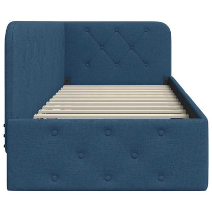 Cornice del letto ad angolo Blu 80 x 200 cm Tessuto | homemem39