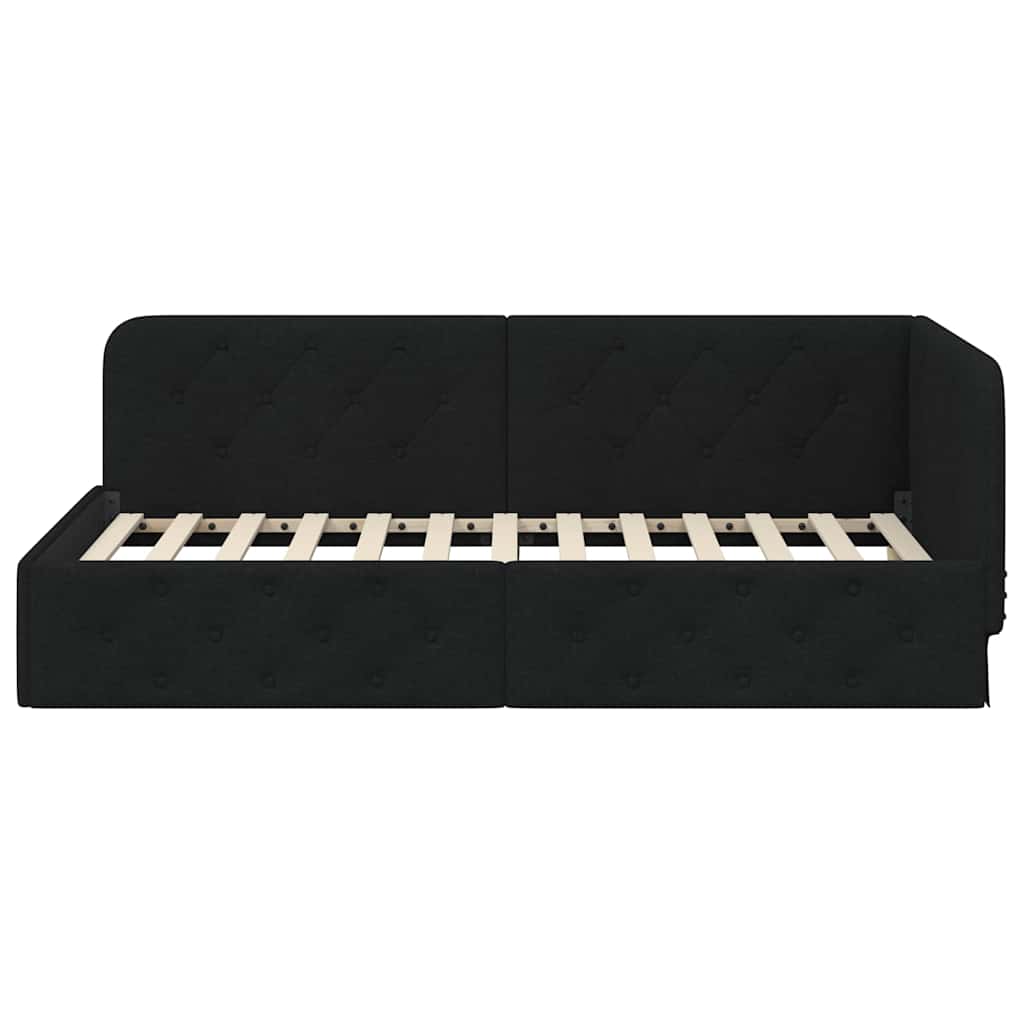 Cornice del letto ad angolo Nero 90 x 190 cm Tessuto | homemem39