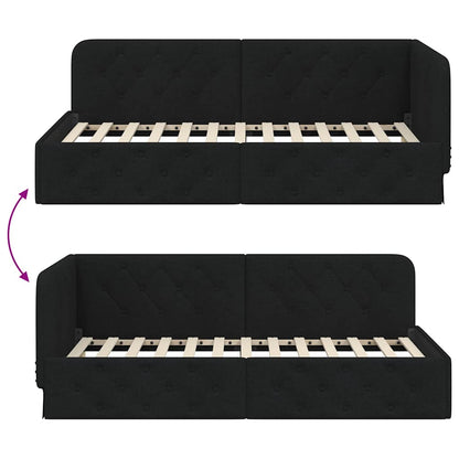 Cornice del letto ad angolo Nero 90 x 190 cm Tessuto | homemem39