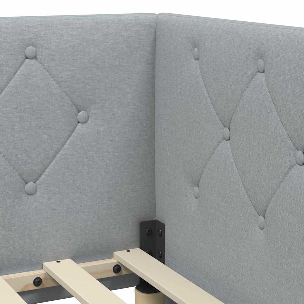 Cornice del letto ad angolo Grigio chiaro 90 x 200 cm Tessuto | homemem39