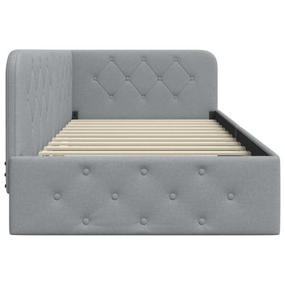Cornice del letto ad angolo Grigio chiaro 90 x 200 cm Tessuto | homemem39