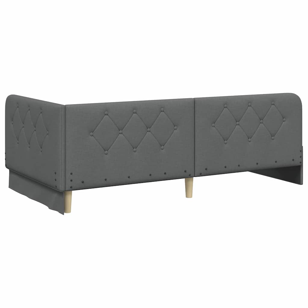 Cornice del letto ad angolo Grigio scuro 90 x 200 cm Tessuto | homemem39