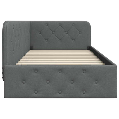 Cornice del letto ad angolo Grigio scuro 90 x 200 cm Tessuto | homemem39