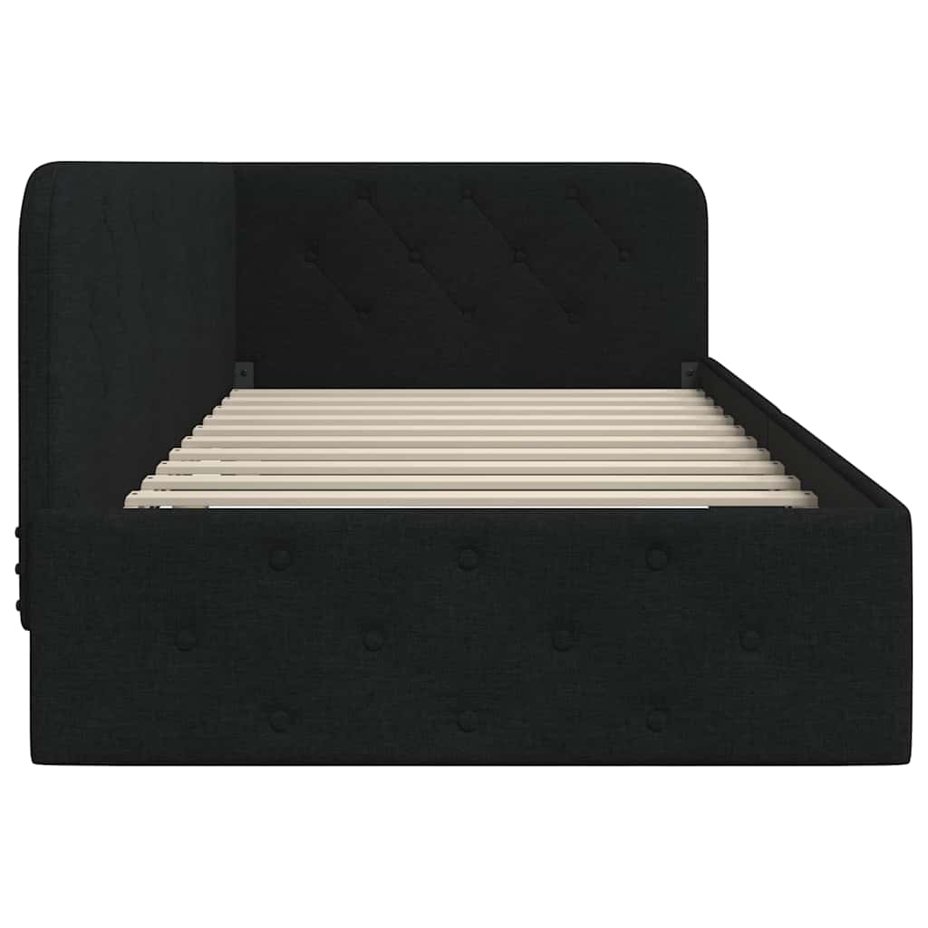 Cornice del letto ad angolo Nero 90 x 200 cm Tessuto | homemem39