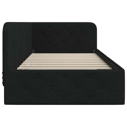 Cornice del letto ad angolo Nero 90 x 200 cm Tessuto | homemem39