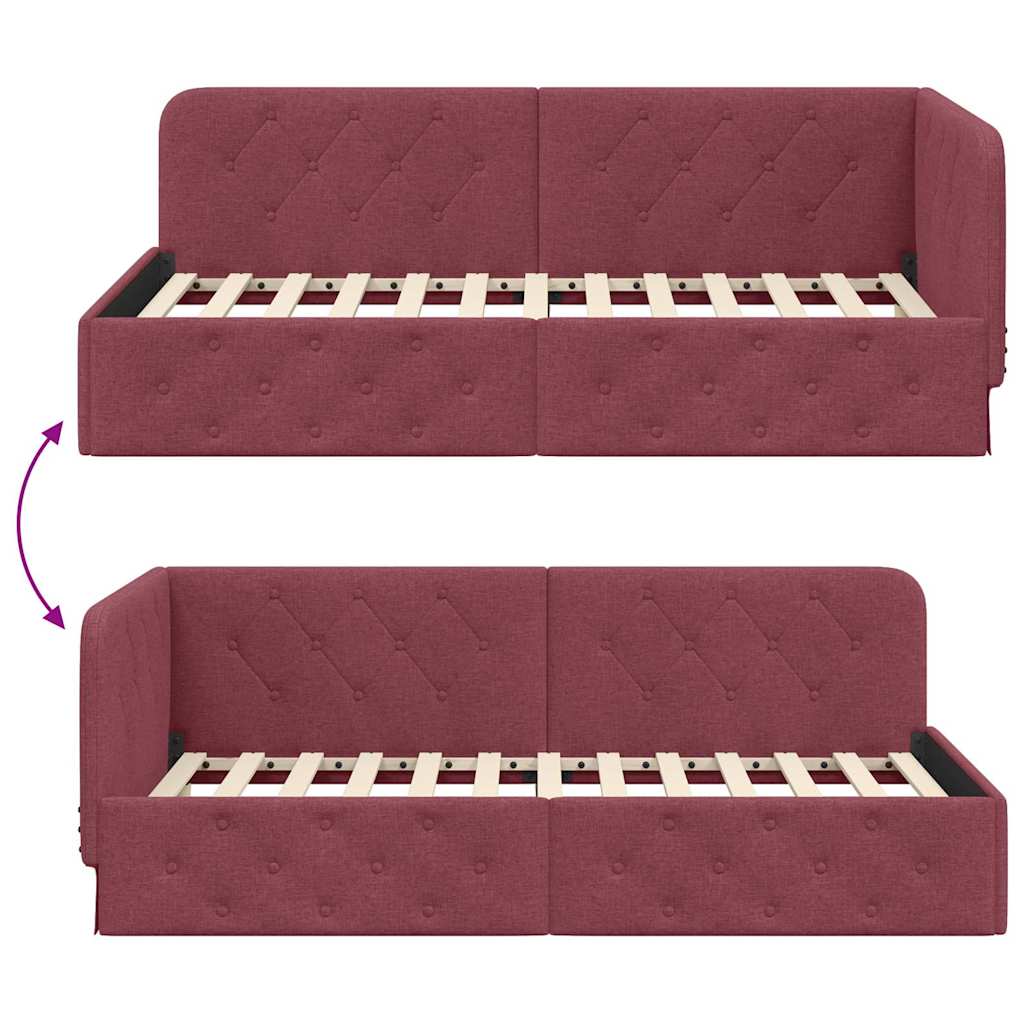 Cornice del letto ad angolo Rosso Vino 90 x 200 cm Tessuto | homemem39