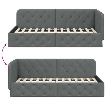 Cornice del letto ad angolo Grigio scuro 100 x 200 cm Tessuto | homemem39