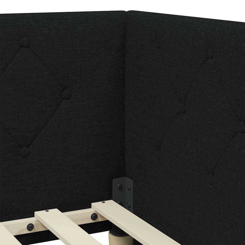 Cornice del letto ad angolo Nero 100 x 200 cm Tessuto