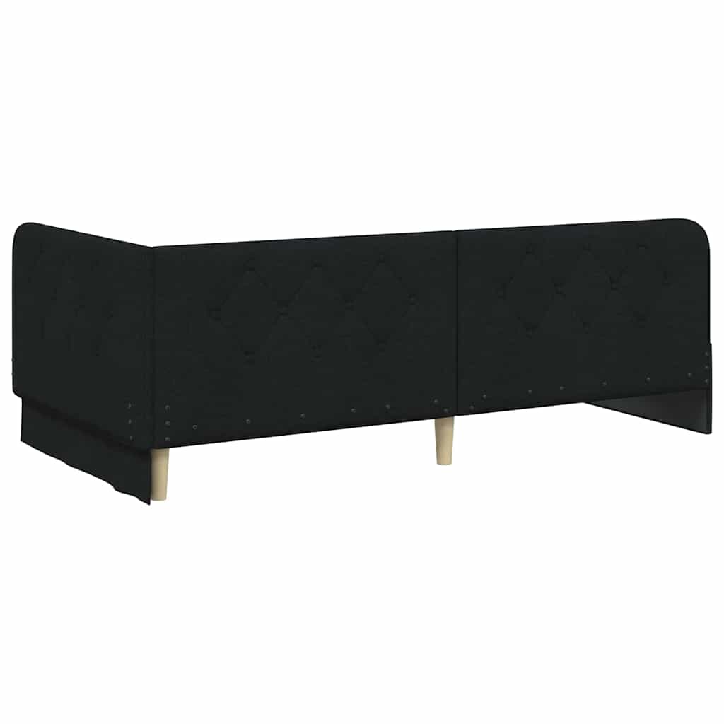 Cornice del letto ad angolo Nero 100 x 200 cm Tessuto | homemem39