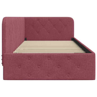 Cornice del letto ad angolo Rosso Vino 100 x 200 cm Tessuto | homemem39