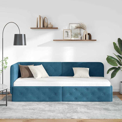 Cornice del letto ad angolo Blu 80 x 200 cm Velluto | homemem39