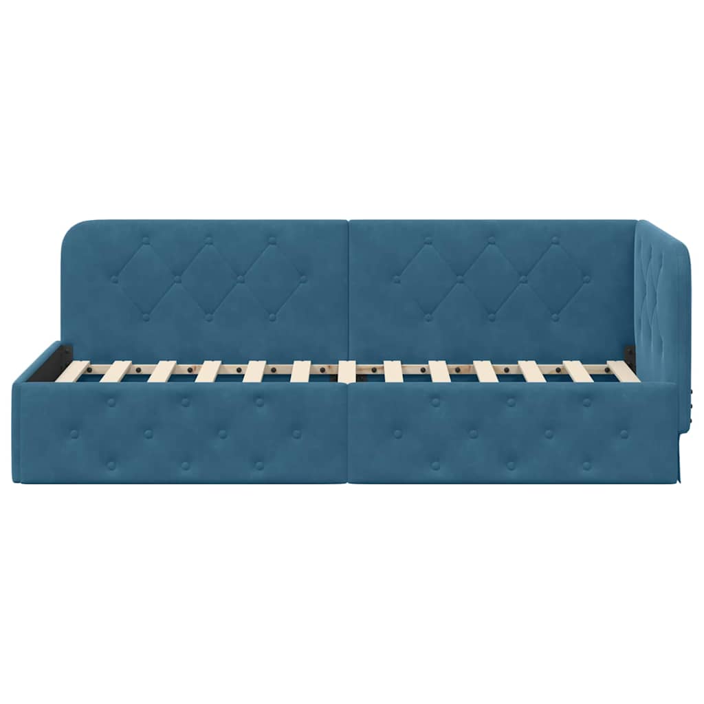 Cornice del letto ad angolo Blu 80 x 200 cm Velluto | homemem39