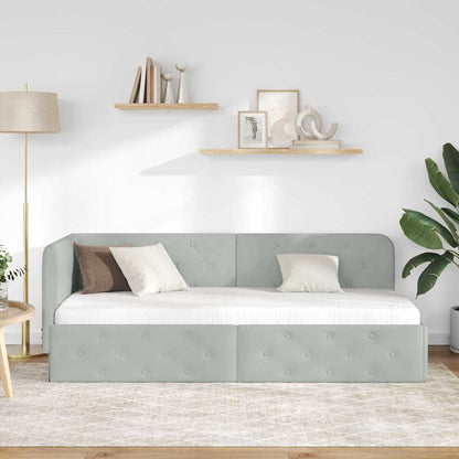 Cornice del letto ad angolo Grigio chiaro 80 x 200 cm Velluto | homemem39