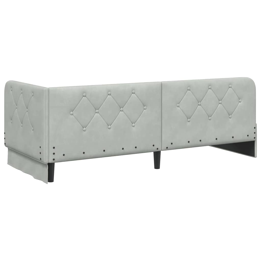 Cornice del letto ad angolo Grigio chiaro 80 x 200 cm Velluto | homemem39