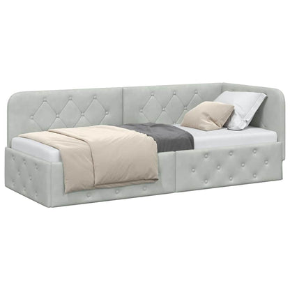 Cornice del letto ad angolo Grigio chiaro 80 x 200 cm Velluto | homemem39