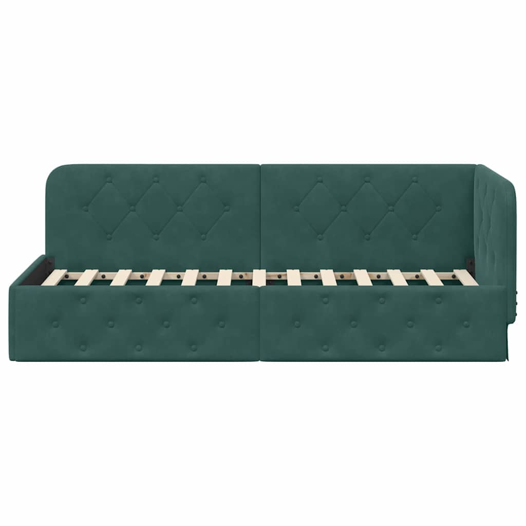 Cornice del letto ad angolo Verde Scuro 80 x 200 cm Velluto | homemem39