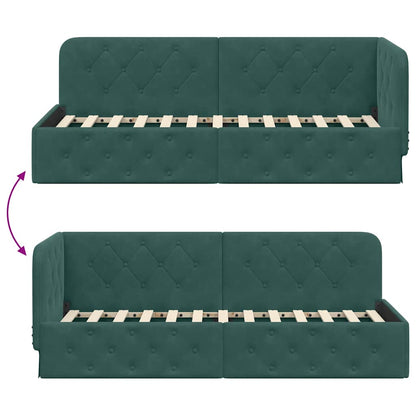 Cornice del letto ad angolo Verde Scuro 80 x 200 cm Velluto | homemem39