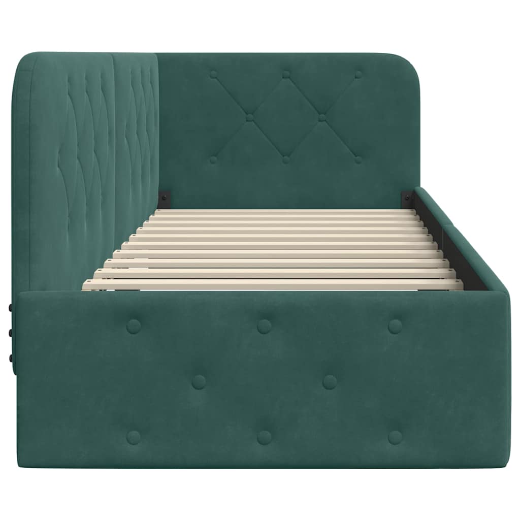 Cornice del letto ad angolo Verde Scuro 80 x 200 cm Velluto | homemem39
