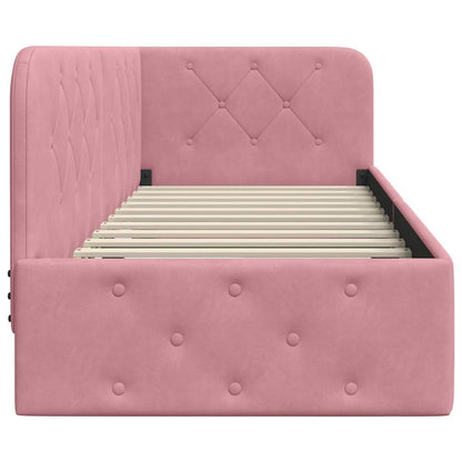 Cornice del letto ad angolo Rosa 80 x 200 cm Velluto | homemem39